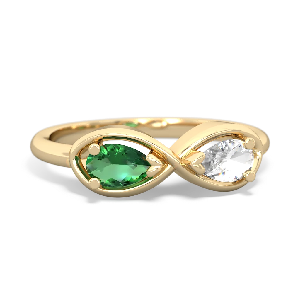 Lab Emerald Infinity 14K Yellow Gold ring R5050