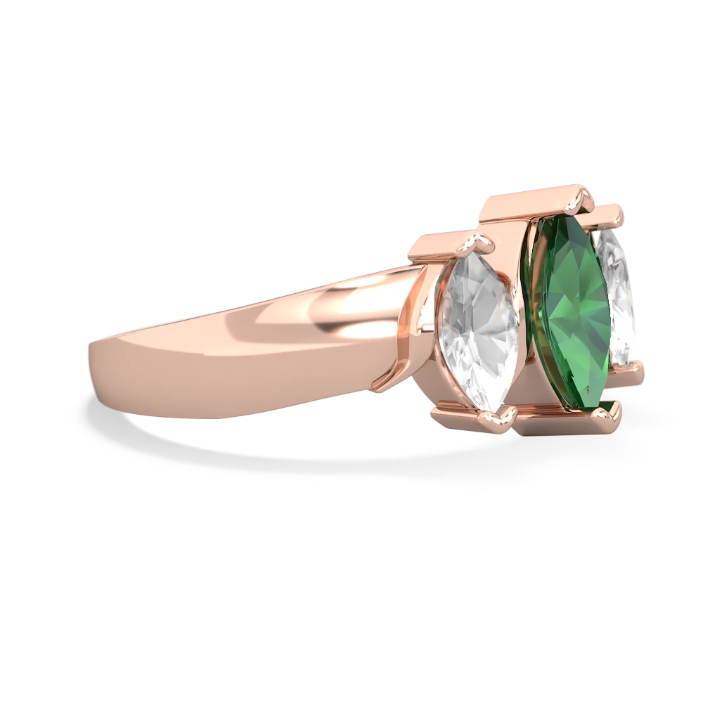 Lab Emerald Three Peeks 14K Rose Gold ring R2433