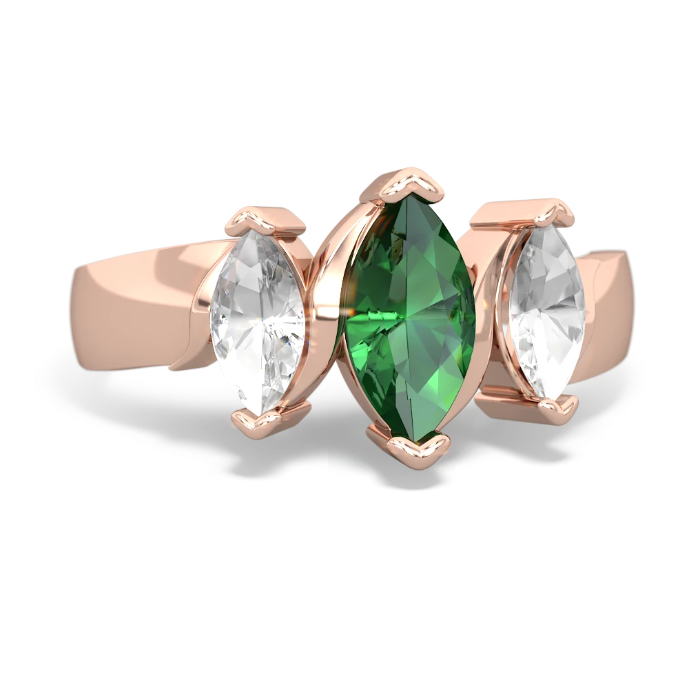 Lab Emerald Three Peeks 14K Rose Gold ring R2433