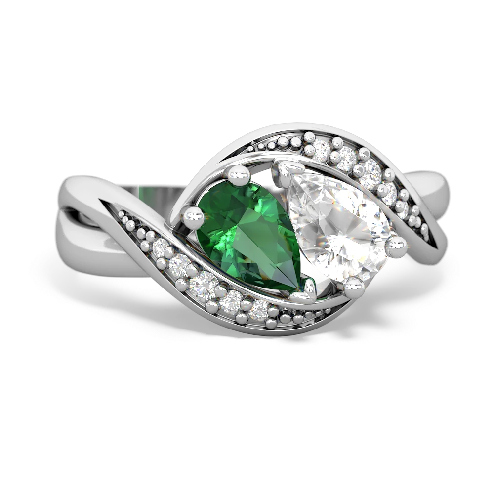 Lab Emerald Summer Winds 14K White Gold ring R5342