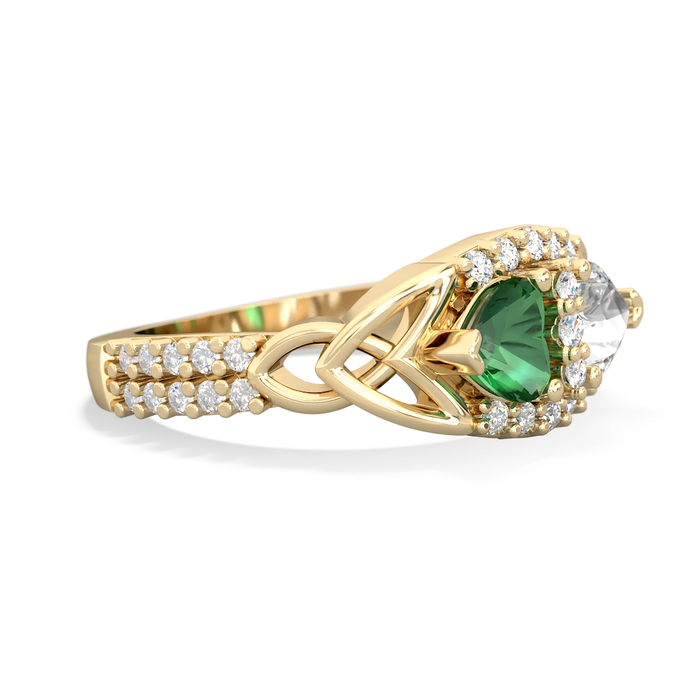 Lab Emerald Sparkling Celtic Knot 14K Yellow Gold ring R2645