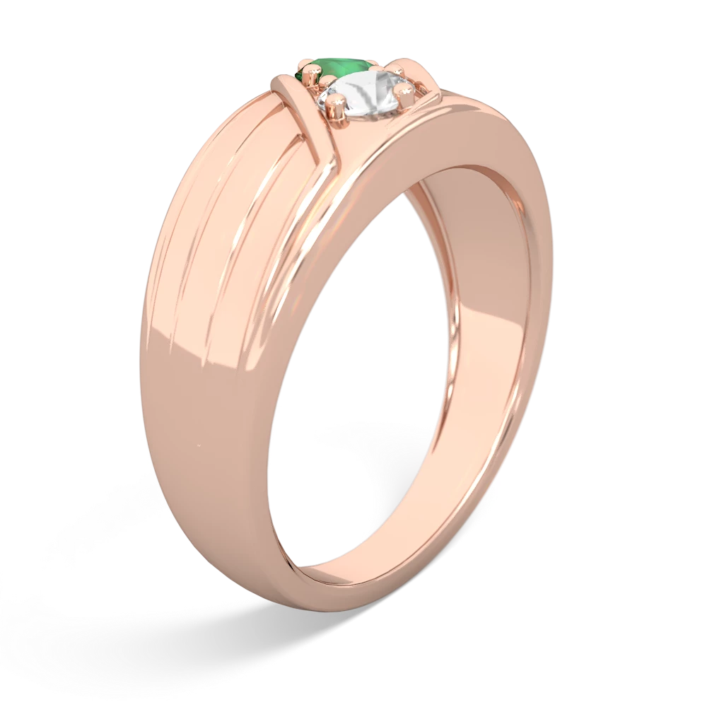 Lab Emerald Men's Streamline 14K Rose Gold ring R0460