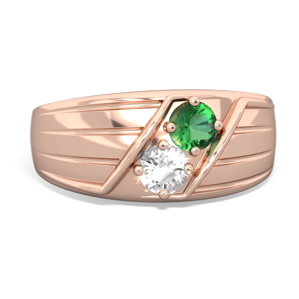 Lab Emerald Men's Streamline 14K Rose Gold ring R0460