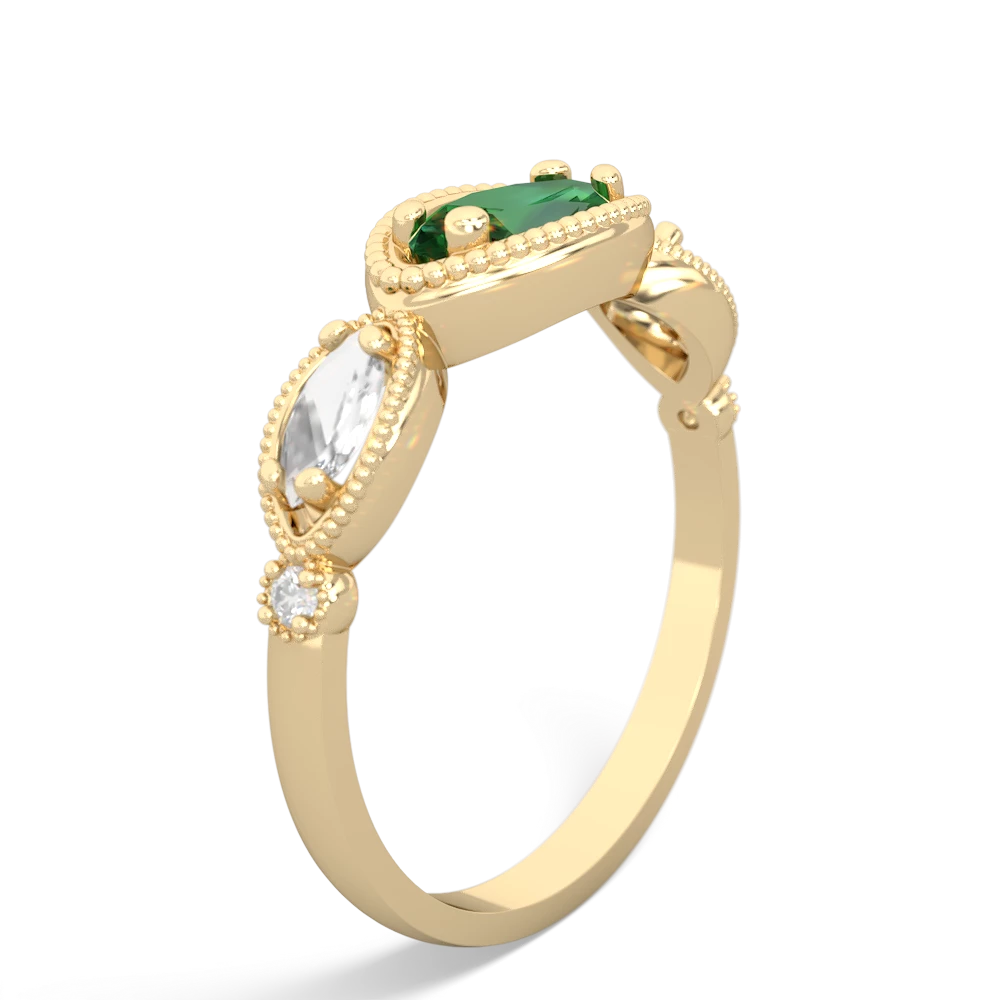 Lab Emerald Milgrain Marquise 14K Yellow Gold ring R5700