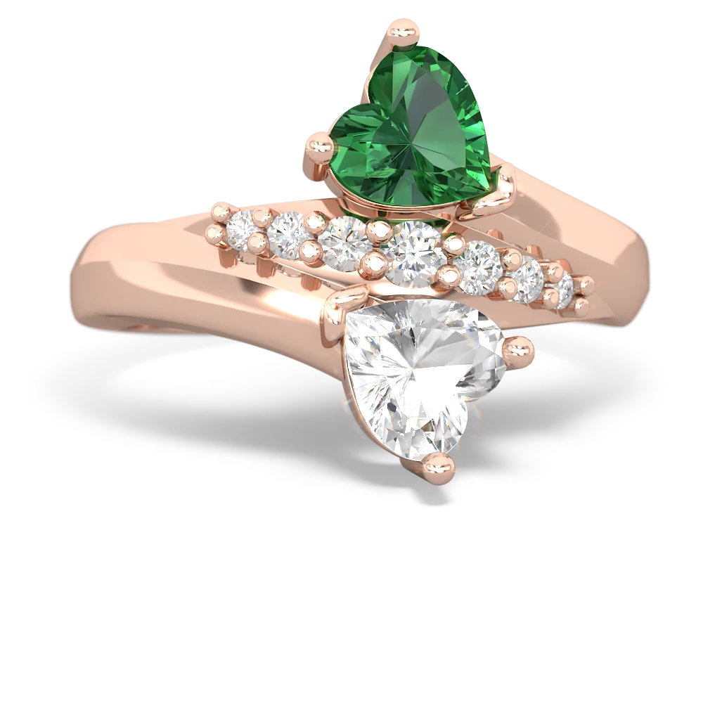 Lab Emerald Heart To Heart 14K Rose Gold ring R2064