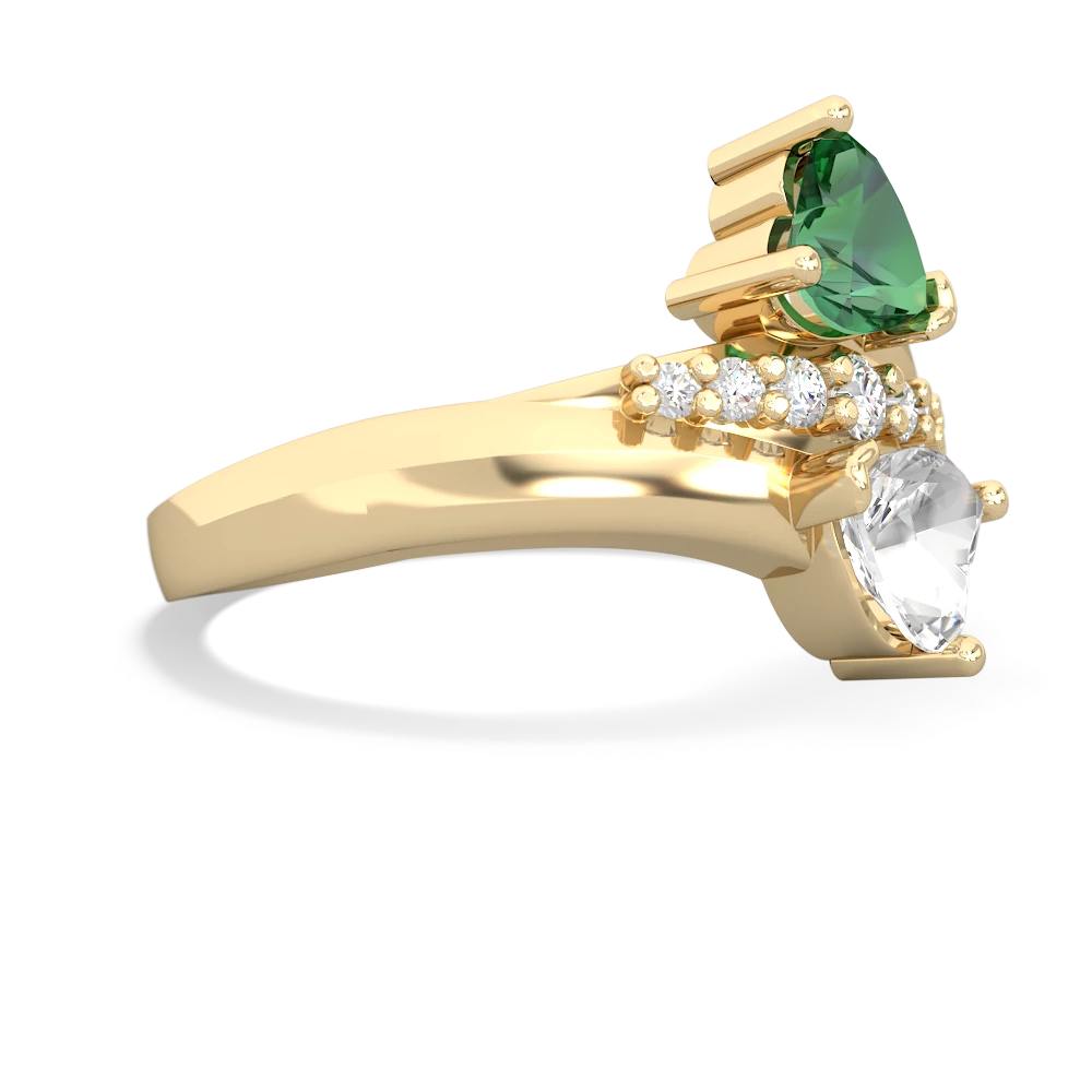 Lab Emerald Heart To Heart 14K Yellow Gold ring R2064