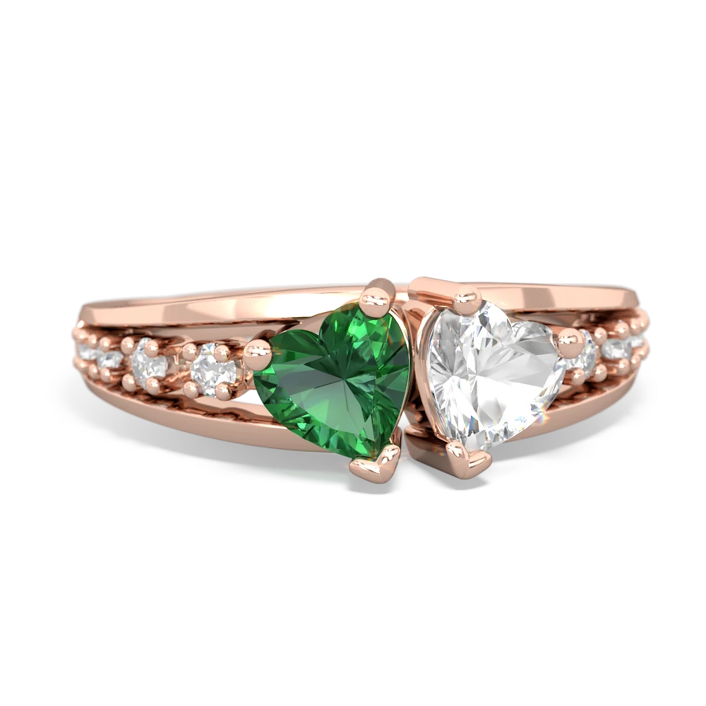 Lab Emerald Heart To Heart 14K Rose Gold ring R3342