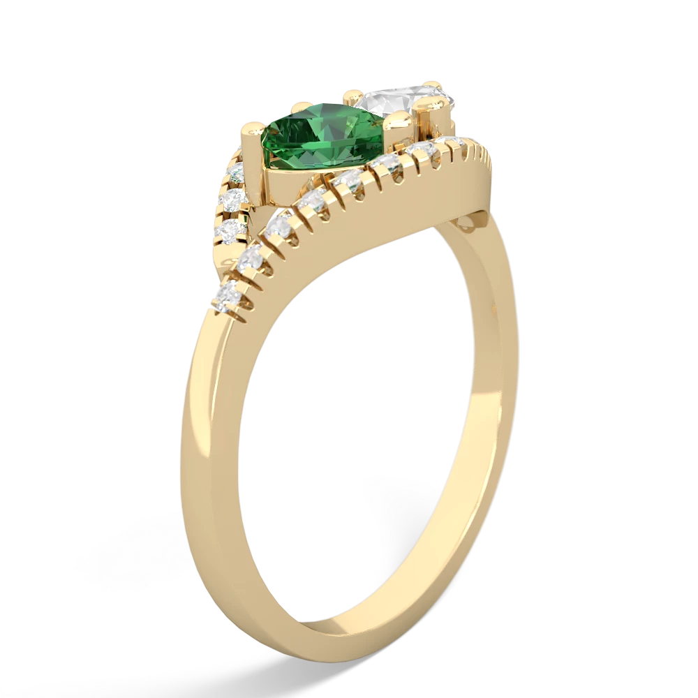 Lab Emerald Mother And Child 14K Yellow Gold ring R3010