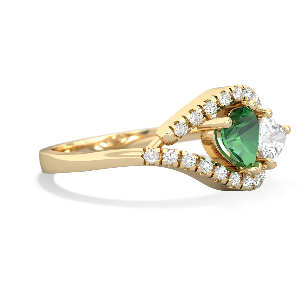 Lab Emerald Mother And Child 14K Yellow Gold ring R3010