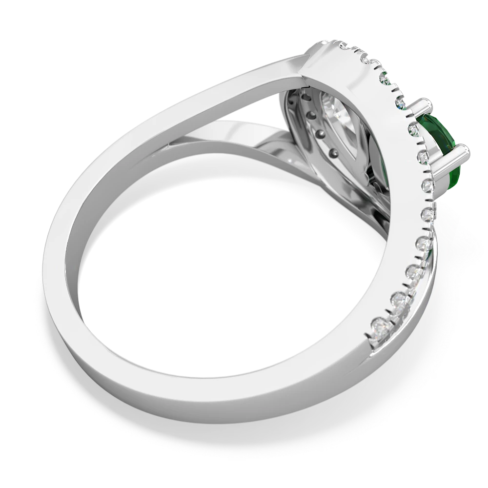 Lab Emerald Nestled Heart Keepsake 14K White Gold ring R5650
