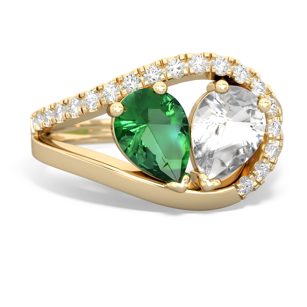 Lab Emerald Nestled Heart Keepsake 14K Yellow Gold ring R5650