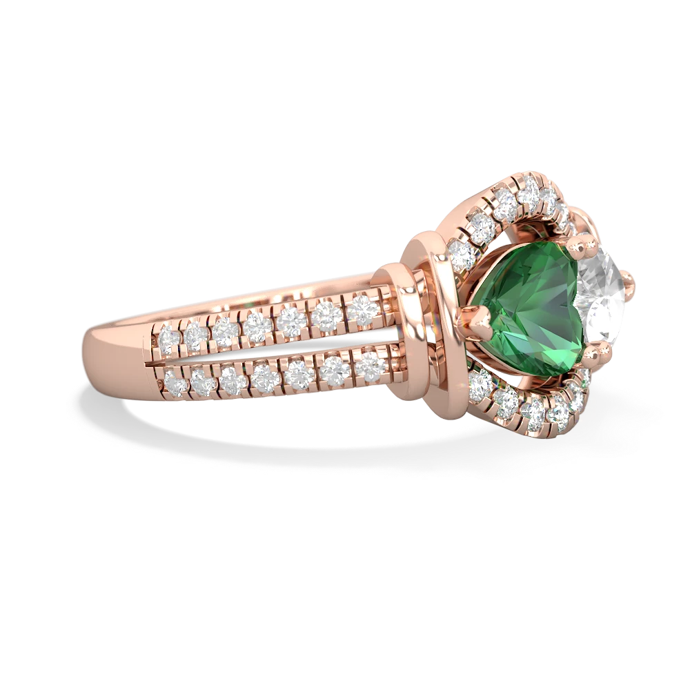 Lab Emerald Art-Deco Keepsake 14K Rose Gold ring R5630