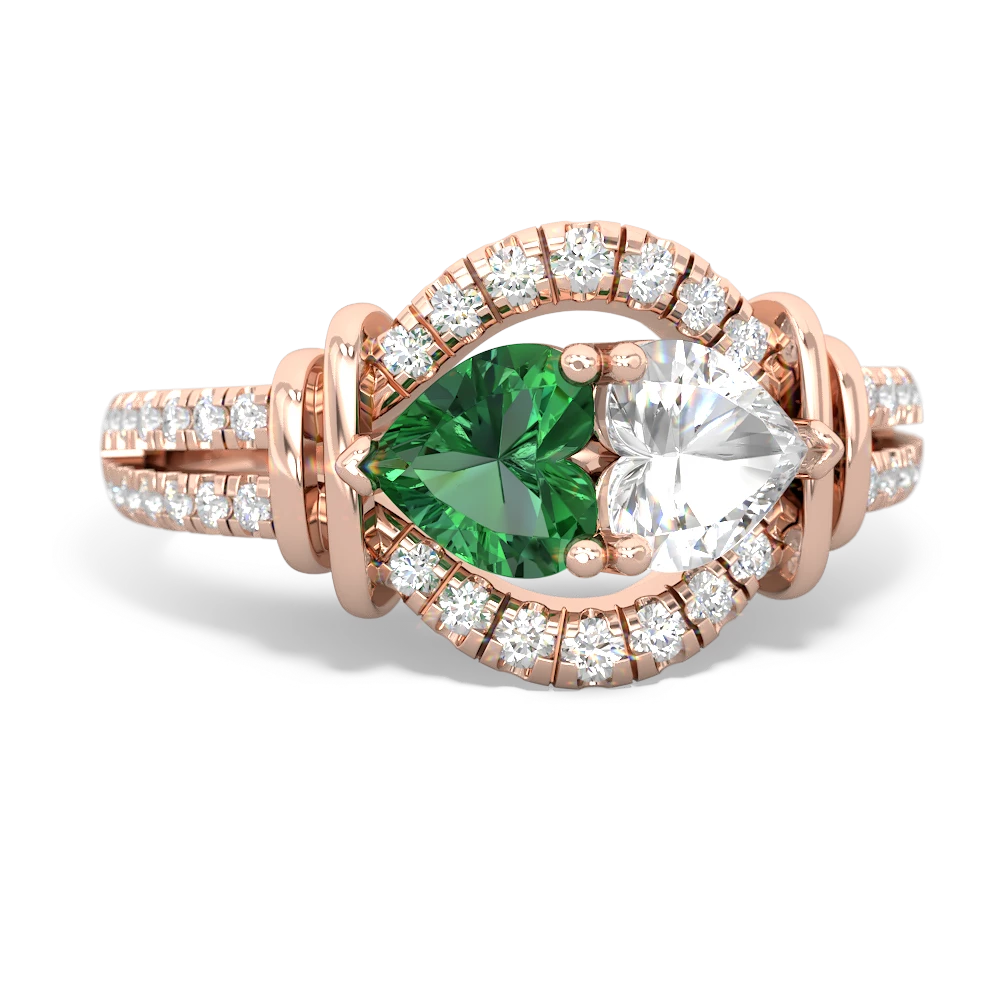 Lab Emerald Art-Deco Keepsake 14K Rose Gold ring R5630