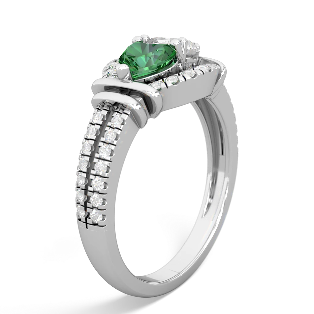 Lab Emerald Art-Deco Keepsake 14K White Gold ring R5630