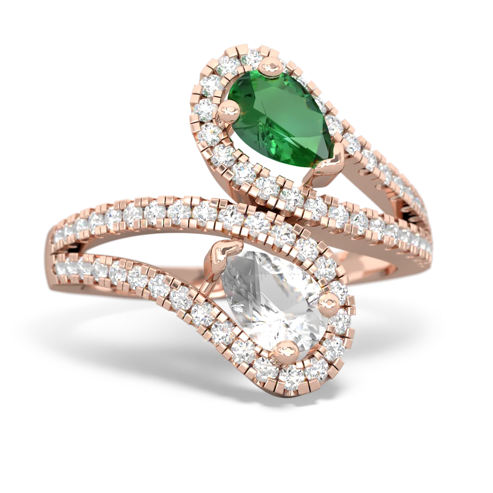 Lab Emerald Diamond Dazzler 14K Rose Gold ring R3000