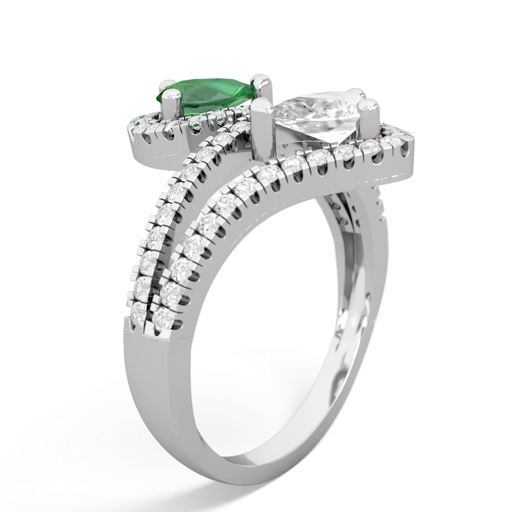 Lab Emerald Diamond Dazzler 14K White Gold ring R3000