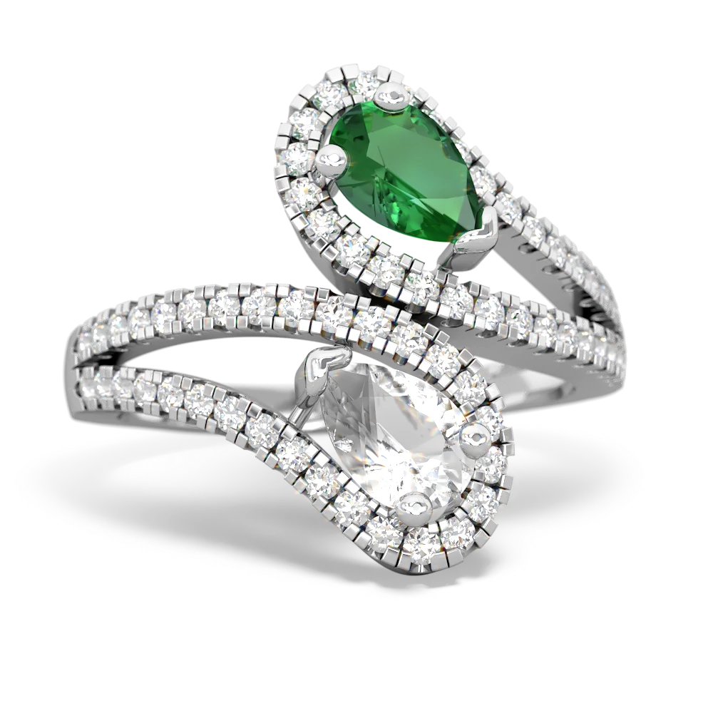 Lab Emerald Diamond Dazzler 14K White Gold ring R3000