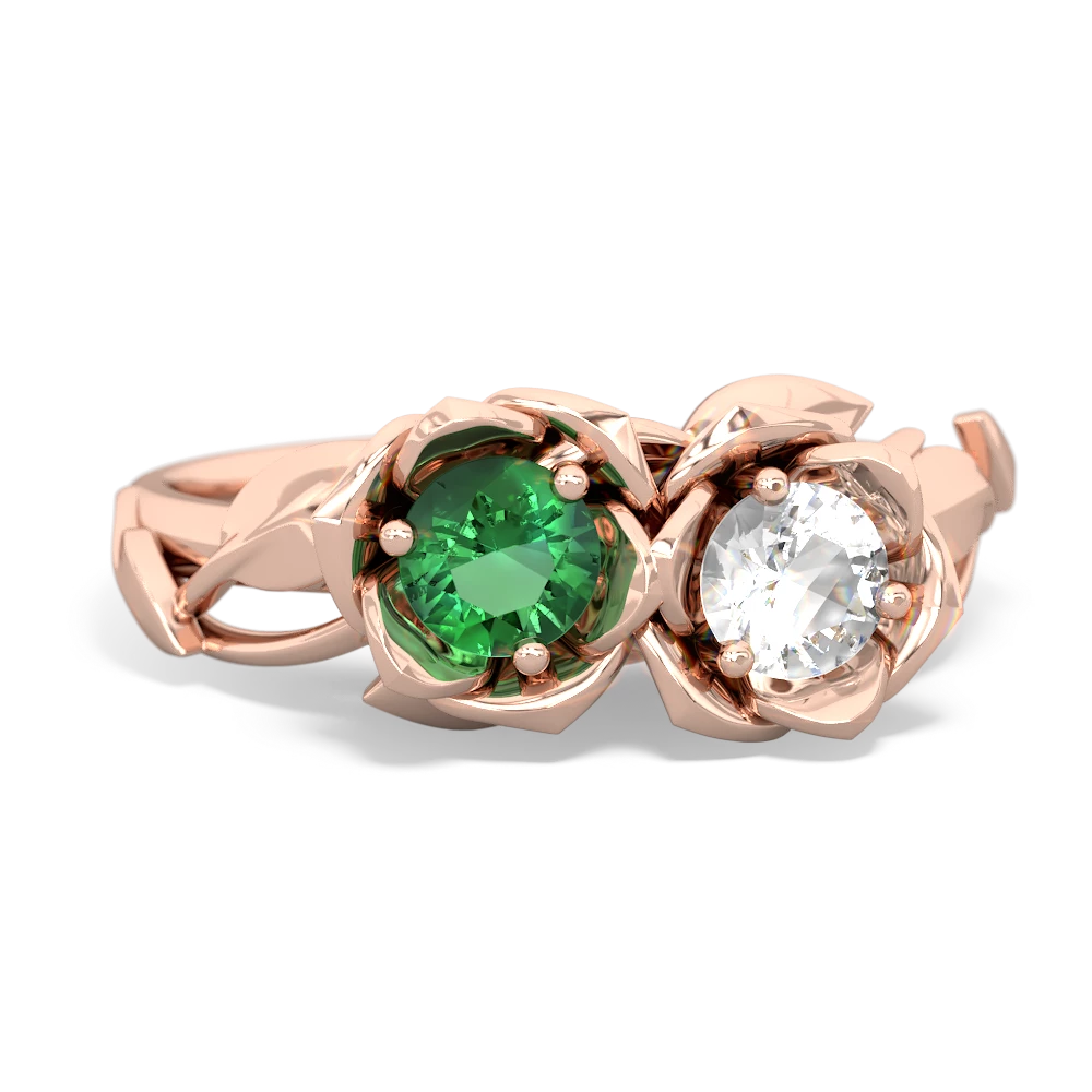 Lab Emerald Rose Garden 14K Rose Gold ring R5510