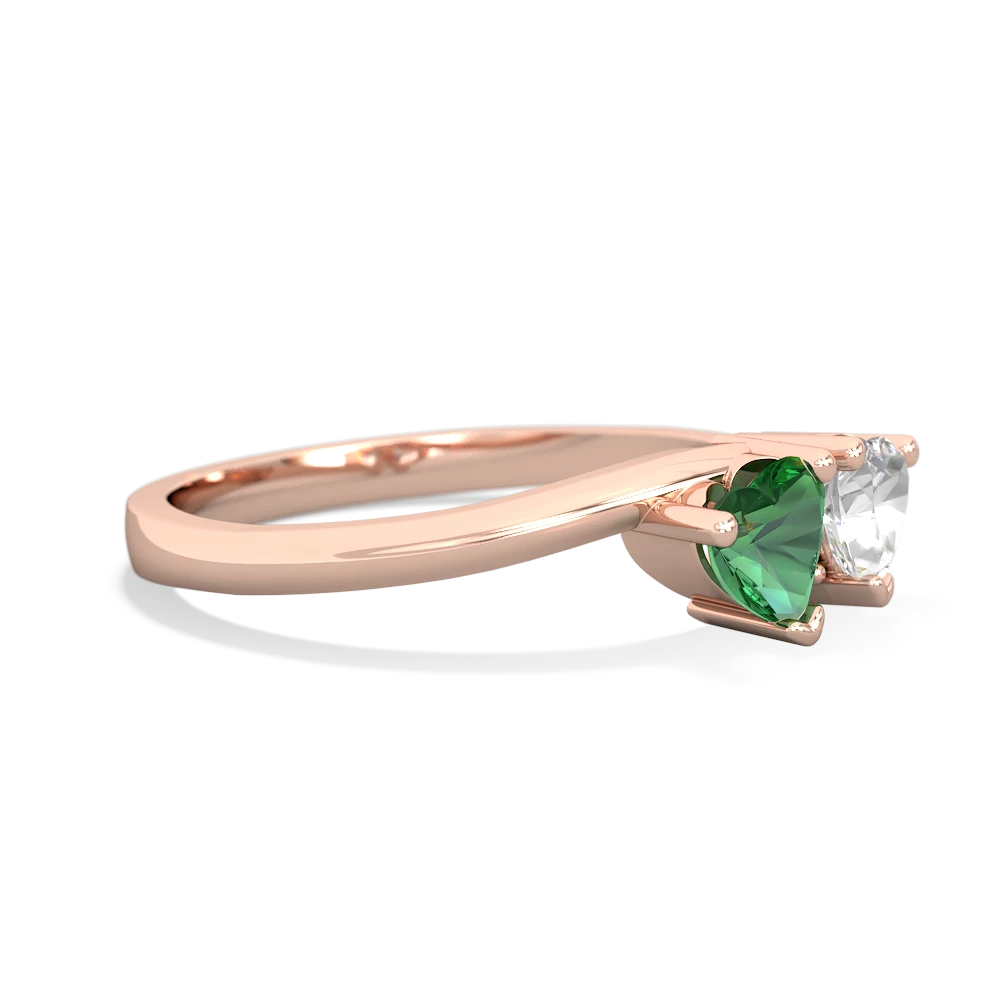 Lab Emerald Sweethearts 14K Rose Gold ring R5260