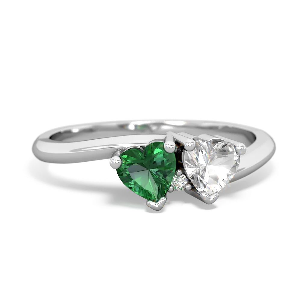 Lab Emerald Sweethearts 14K White Gold ring R5260