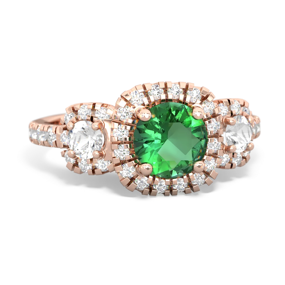 Lab Emerald Regal Halo 14K Rose Gold ring R5350