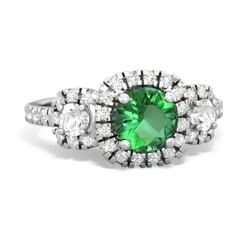 Lab Emerald Regal Halo 14K White Gold ring R5350