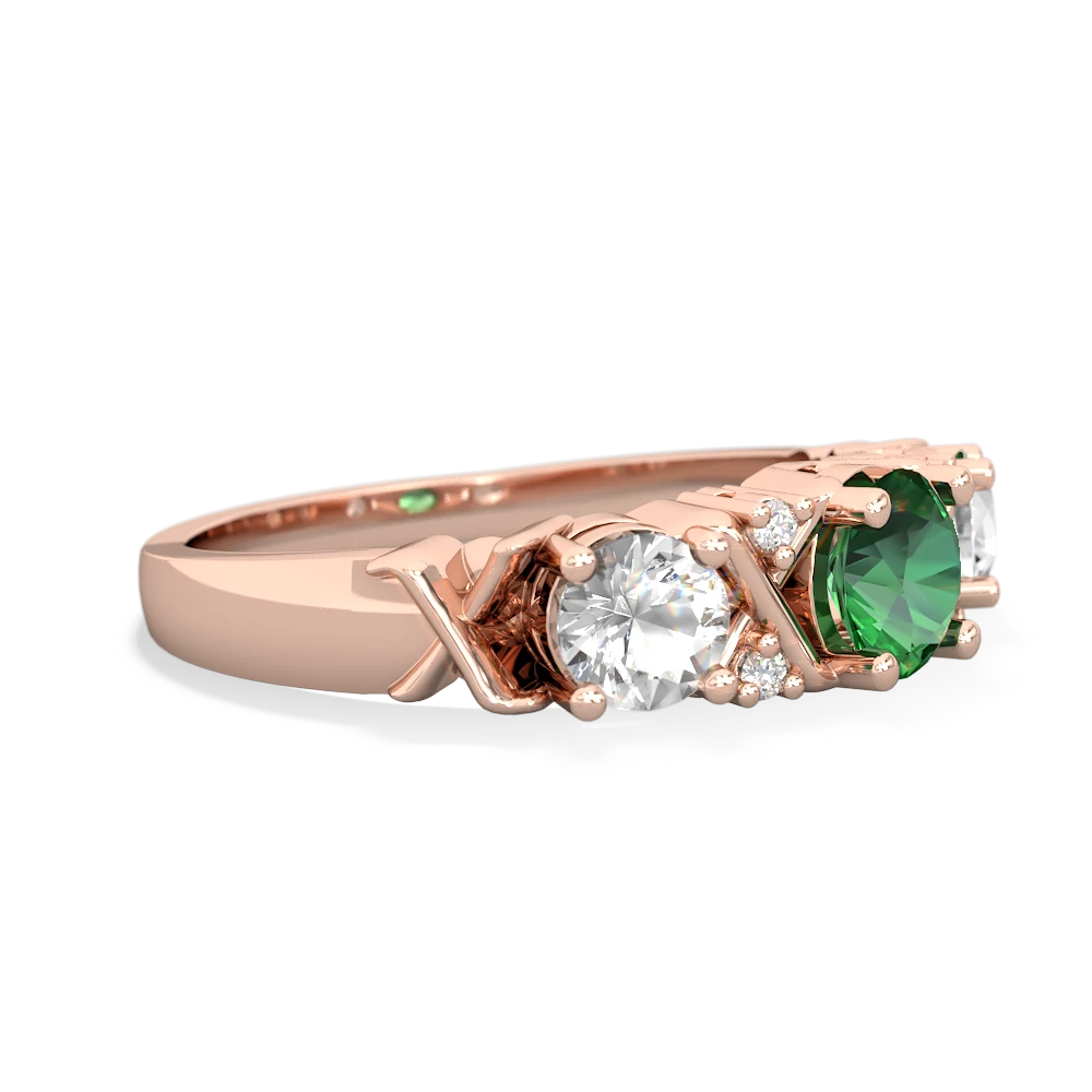 Lab Emerald Hugs And Kisses 14K Rose Gold ring R5016