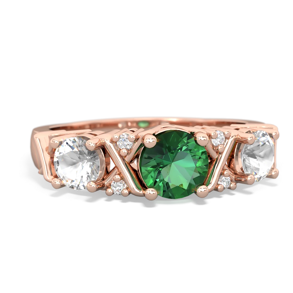 Lab Emerald Hugs And Kisses 14K Rose Gold ring R5016