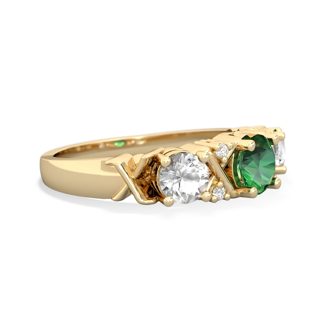 Lab Emerald Hugs And Kisses 14K Yellow Gold ring R5016