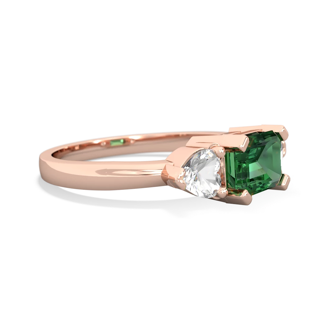 Lab Emerald Three Stone 14K Rose Gold ring R5235