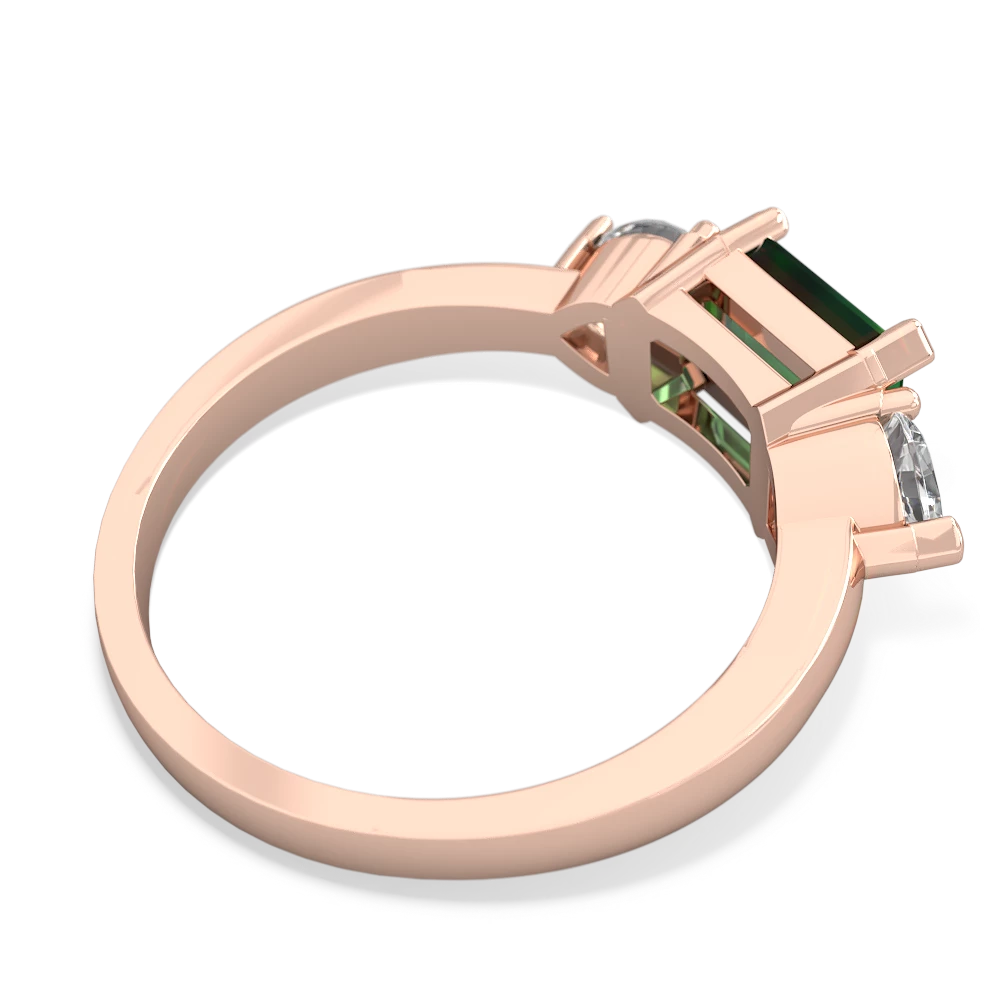 Lab Emerald Three Stone 14K Rose Gold ring R5235