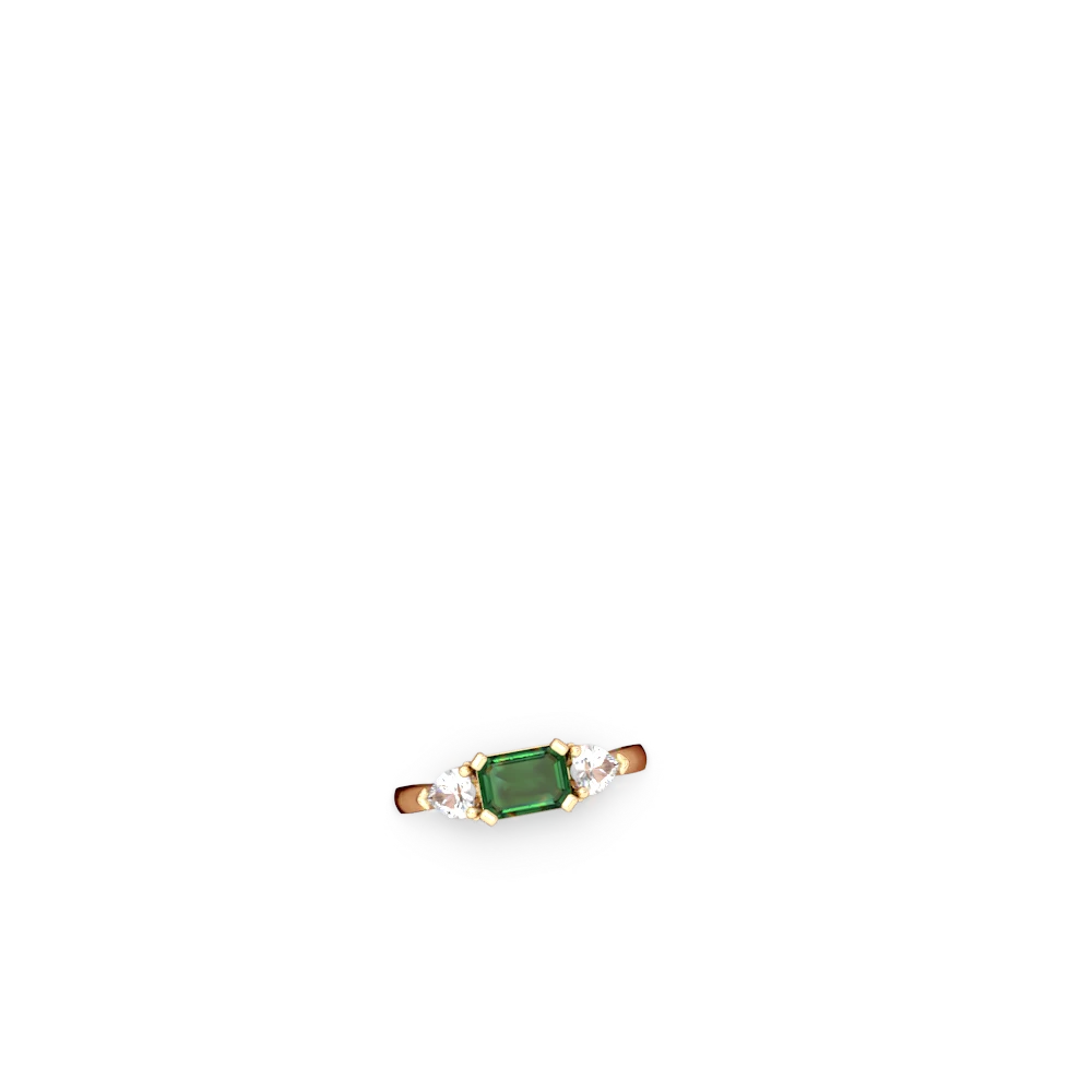 Lab Emerald Three Stone 14K Yellow Gold ring R5235