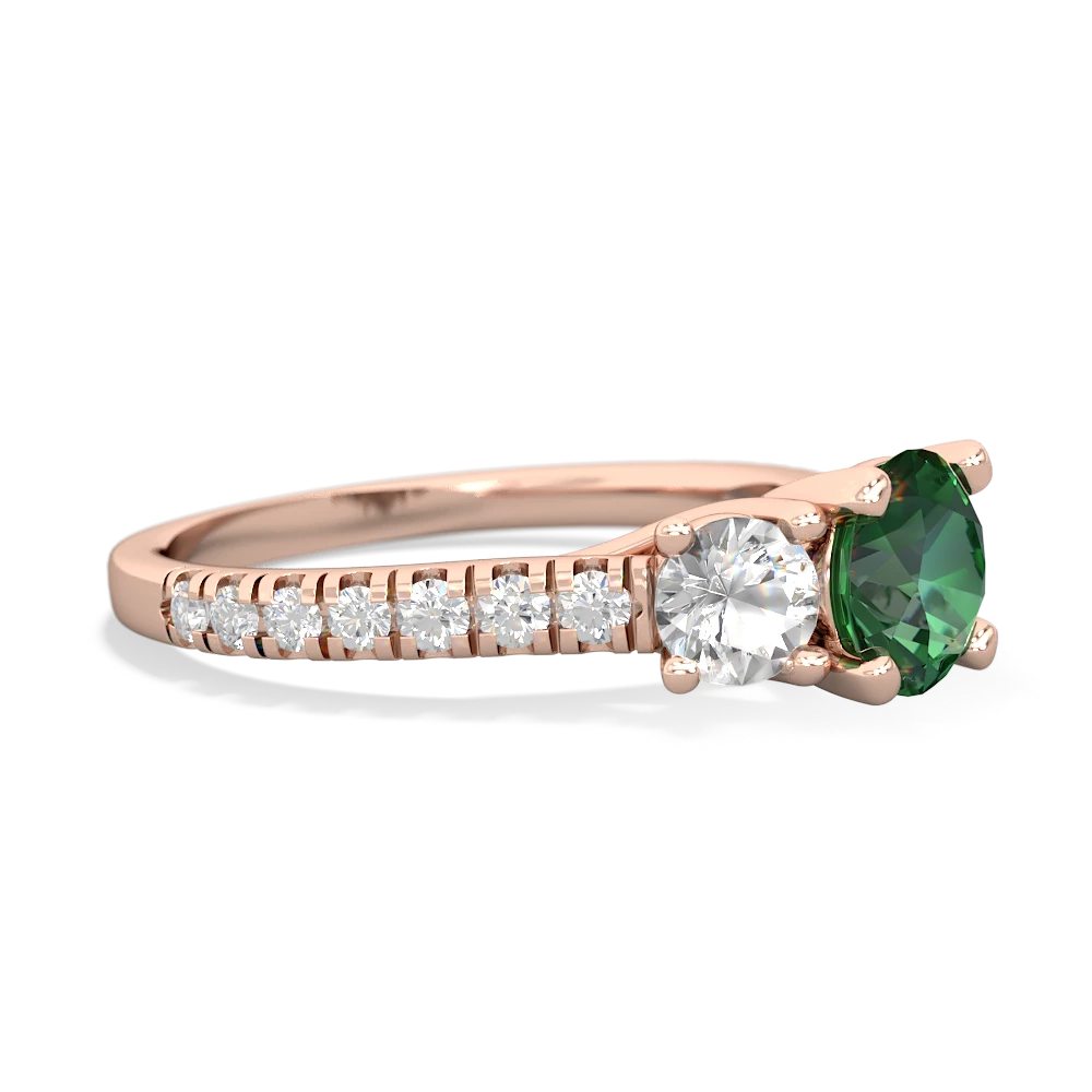 Lab Emerald Pave Trellis 14K Rose Gold ring R5500