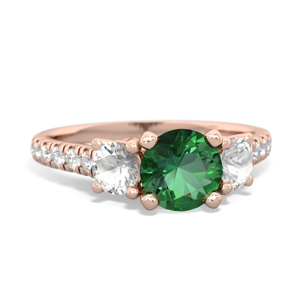 Lab Emerald Pave Trellis 14K Rose Gold ring R5500
