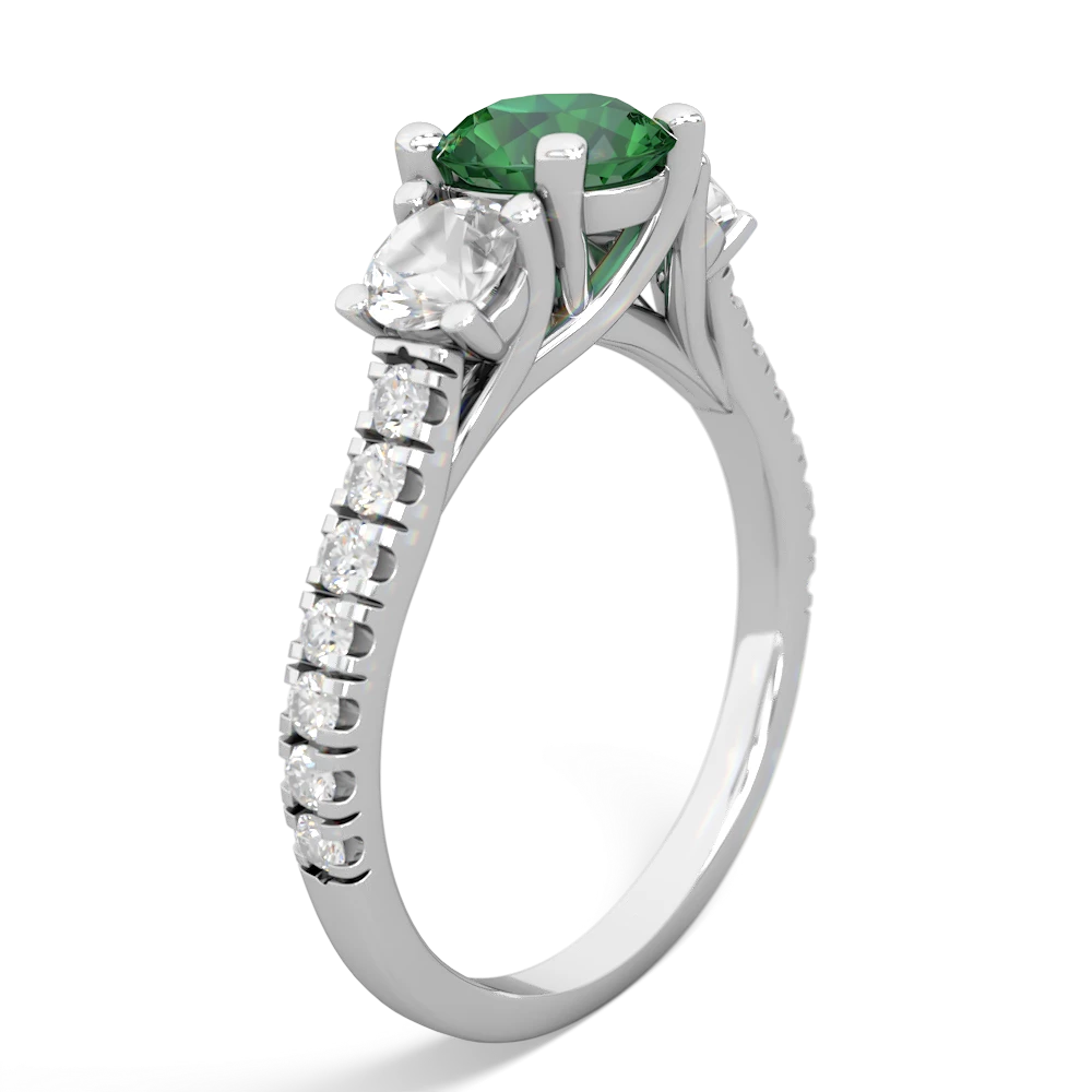 Lab Emerald Pave Trellis 14K White Gold ring R5500