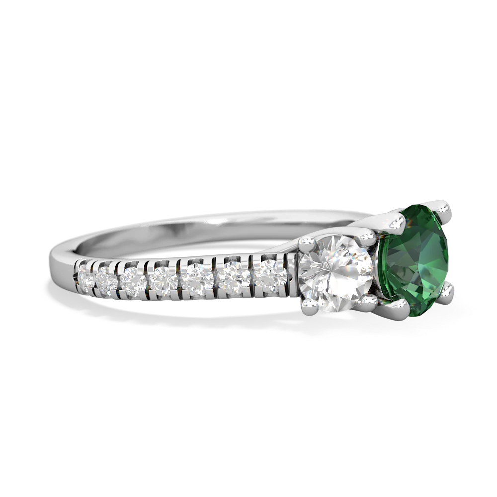 Lab Emerald Pave Trellis 14K White Gold ring R5500