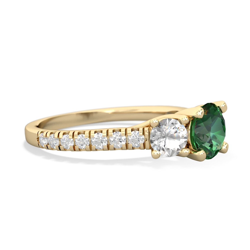 Lab Emerald Pave Trellis 14K Yellow Gold ring R5500