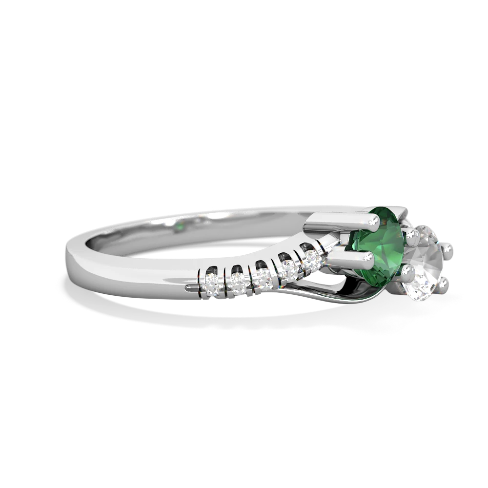 Lab Emerald Infinity Pave Two Stone 14K White Gold ring R5285