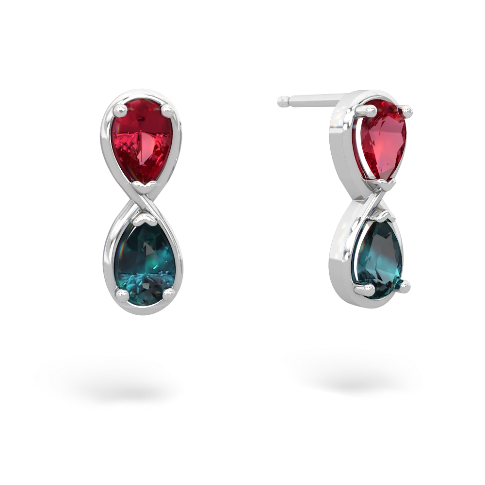 Lab Ruby Infinity 14K White Gold earrings E5050