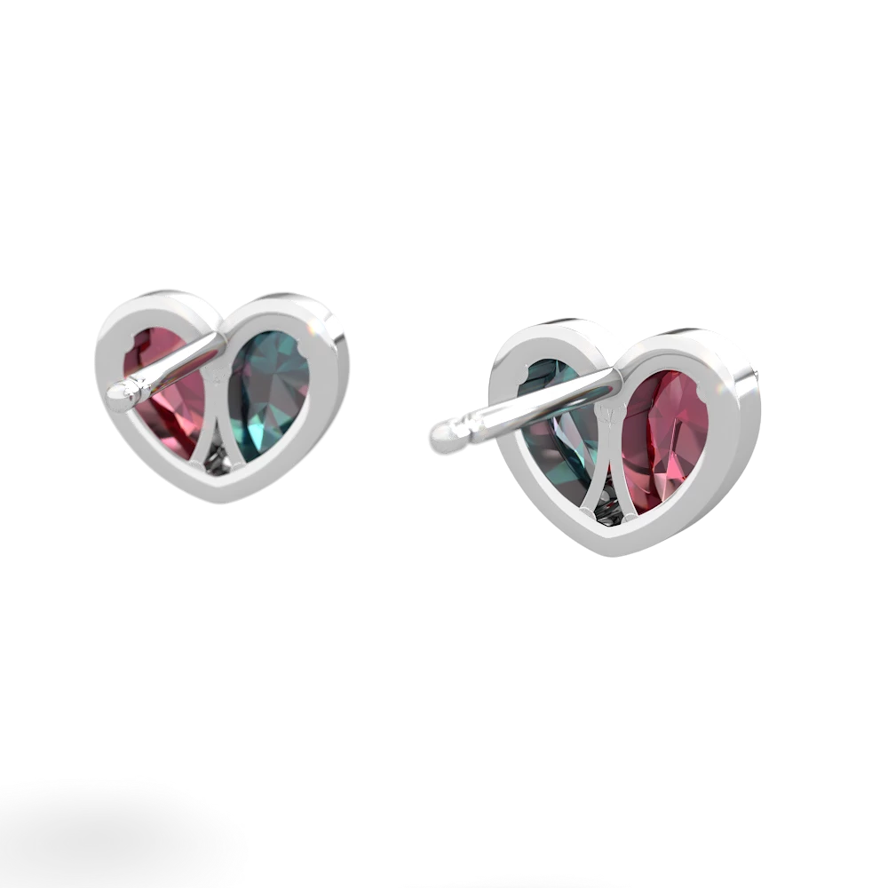 Lab Ruby 'Our Heart' 14K White Gold earrings E5072