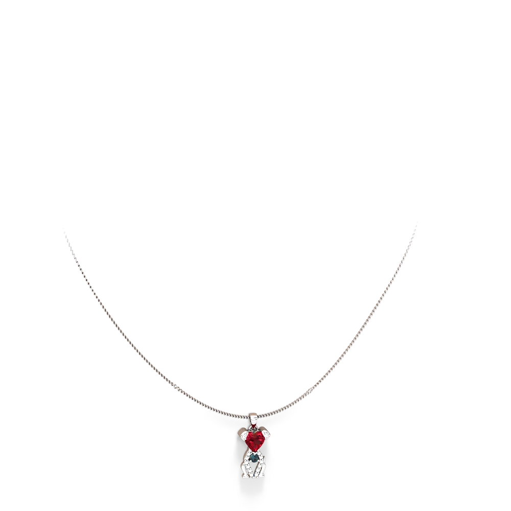 Lab Ruby Puppy Love 14K White Gold pendant P5800