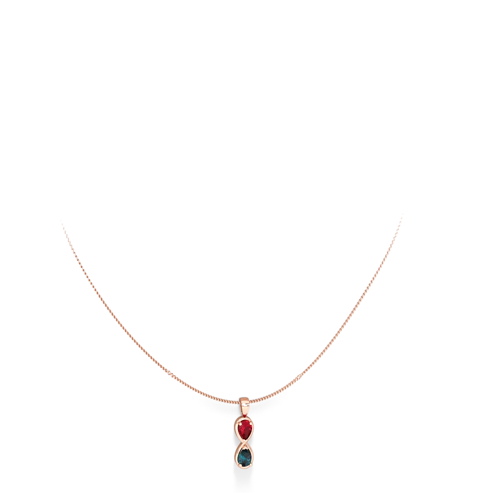 Lab Ruby Infinity 14K Rose Gold pendant P5050