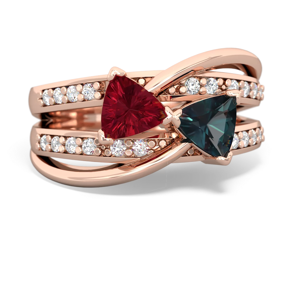 Lab Ruby Bowtie 14K Rose Gold ring R2360