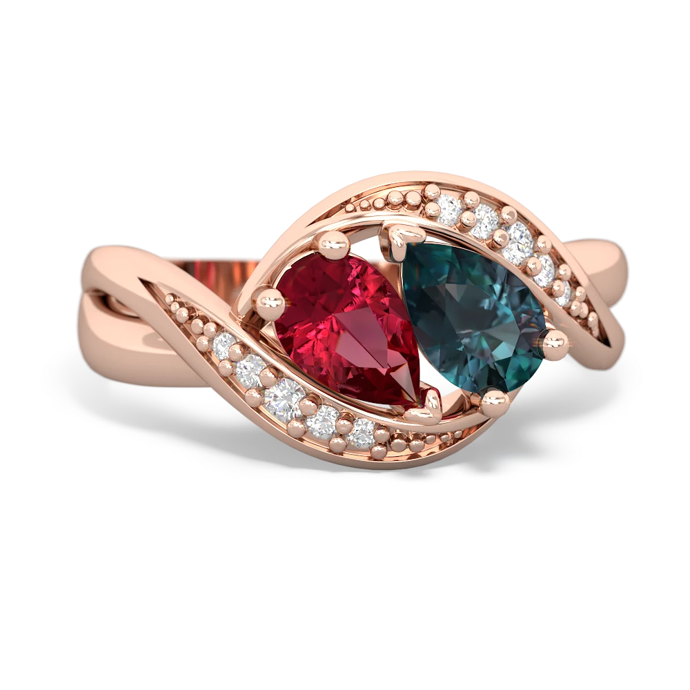 Lab Ruby Summer Winds 14K Rose Gold ring R5342