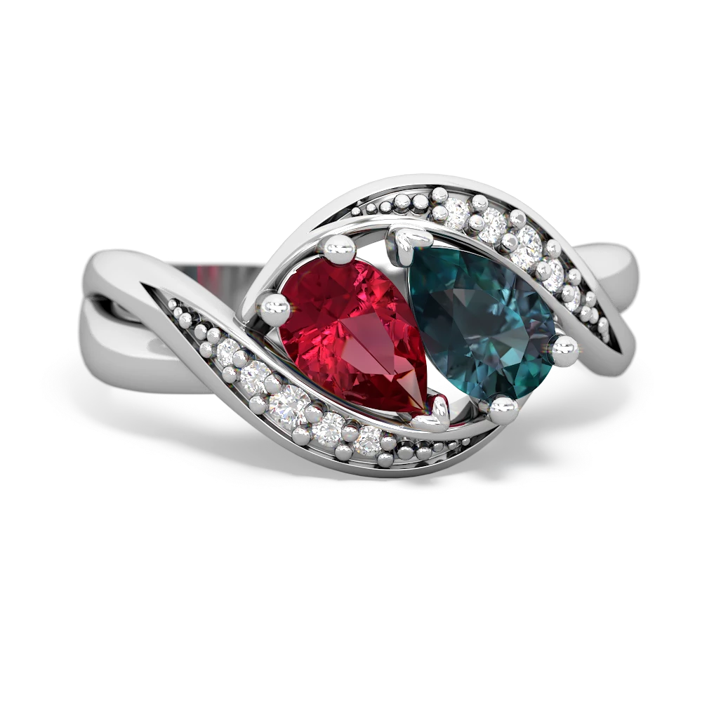 Lab Ruby Summer Winds 14K White Gold ring R5342