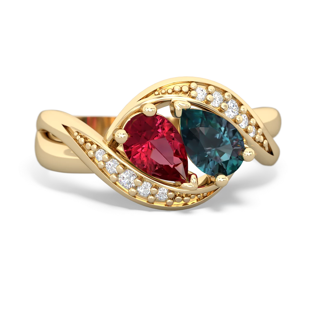 Lab Ruby Summer Winds 14K Yellow Gold ring R5342