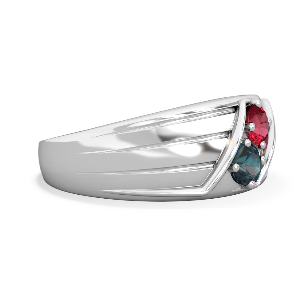 Lab Ruby Men's Streamline 14K White Gold ring R0460