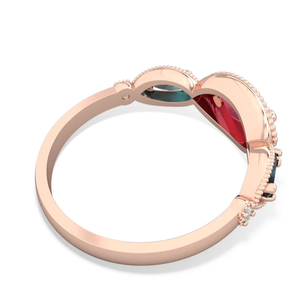 Lab Ruby Milgrain Marquise 14K Rose Gold ring R5700