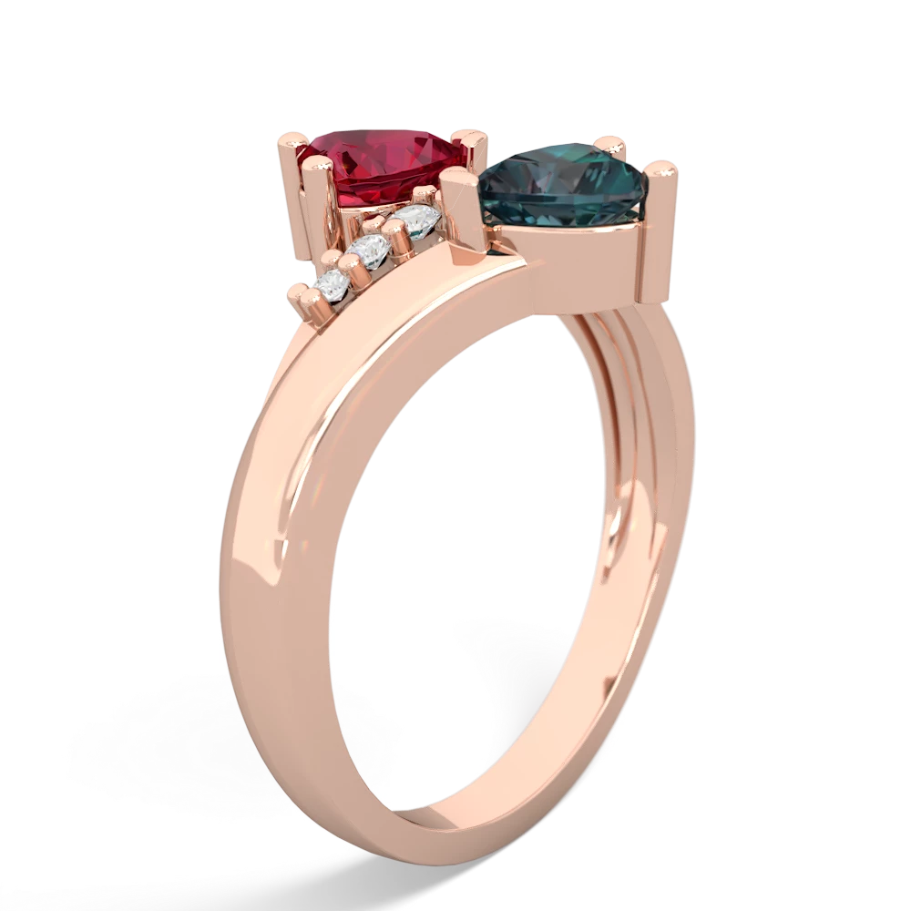 Lab Ruby Heart To Heart 14K Rose Gold ring R2064