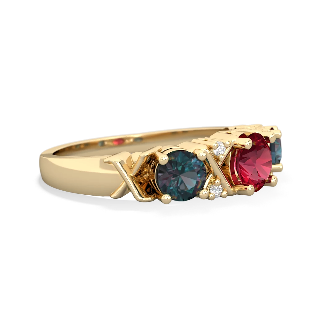 Lab Ruby Hugs And Kisses 14K Yellow Gold ring R5016